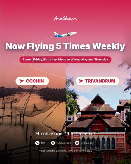 Maldivian Enhances Critical Link to India with Fifth Weekly Flight to Trivandrum and Cochin